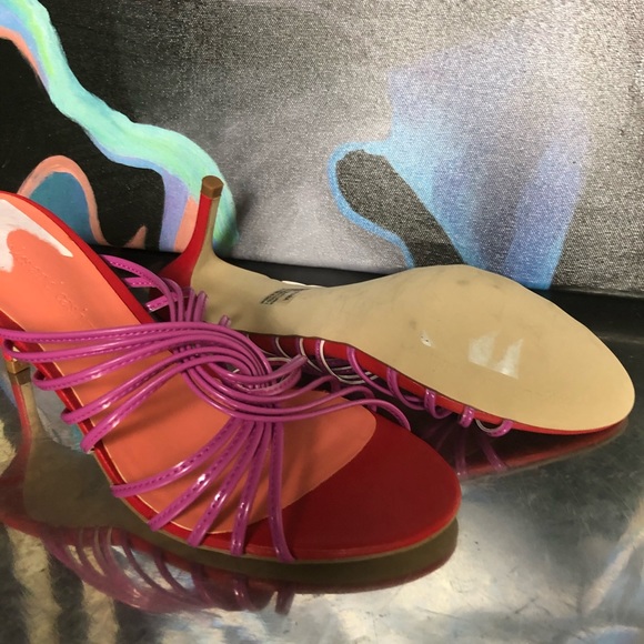 CUPCAKES & CASHMERE Pink&Red strapping sandals Sz7 - Picture 5 of 7